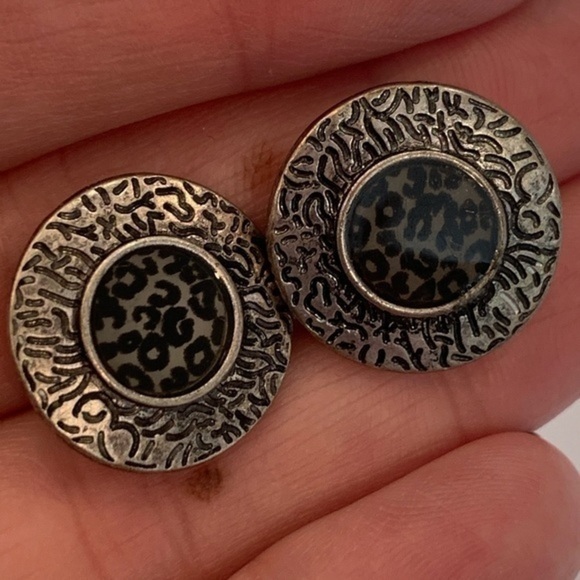 💐5/25 clip on classic round cheetah print silver - Picture 4 of 6